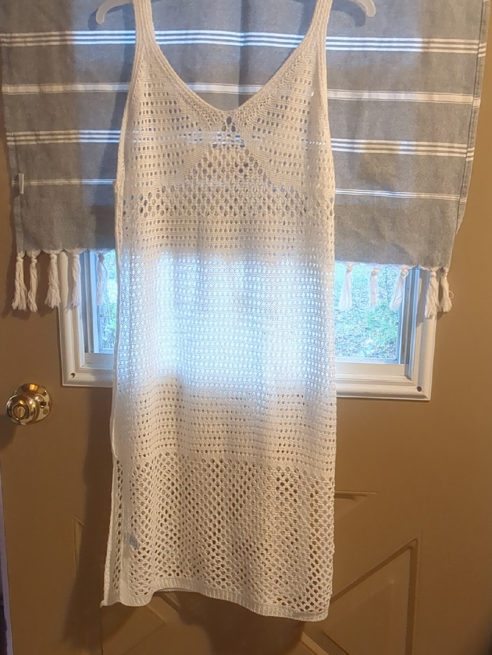 White Crochet Knit Sleeveless Cover-Up Dress